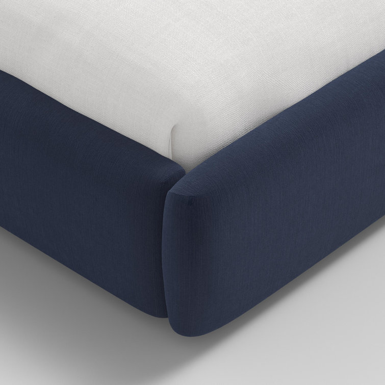 Regal Blue Velvet King Platform Bed with Pine Frame