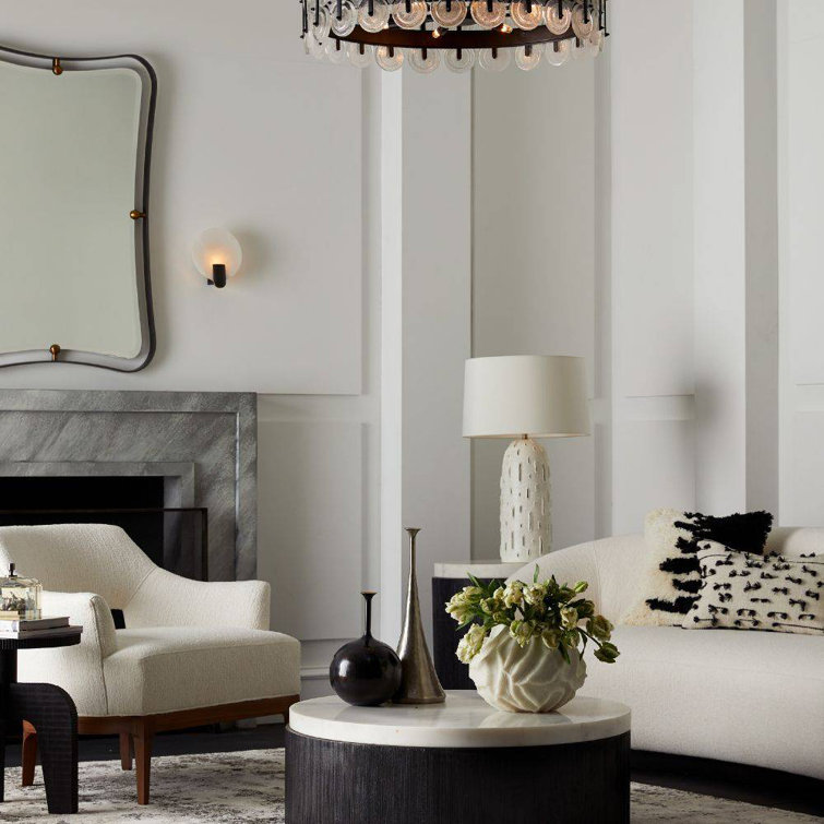 Bronze and Alabaster Circular LED Wall Sconce