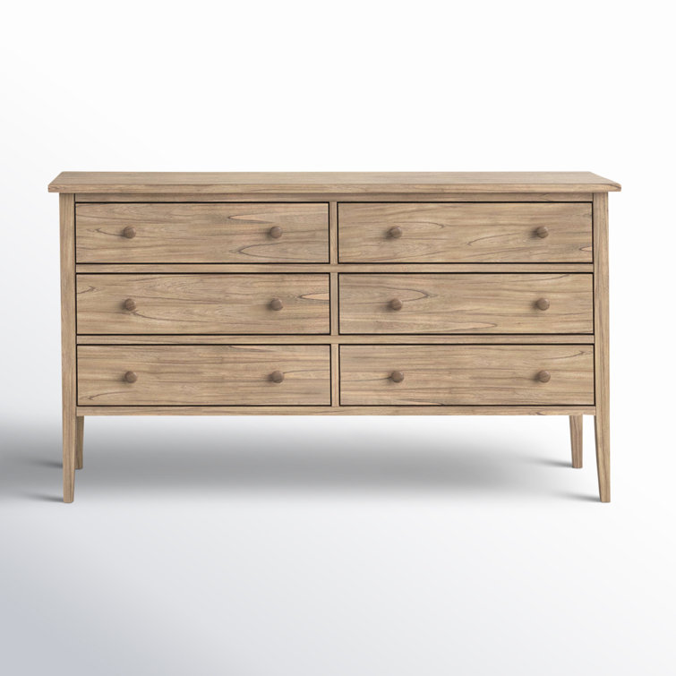 Natural Wood Double Dresser with Soft Close Drawers