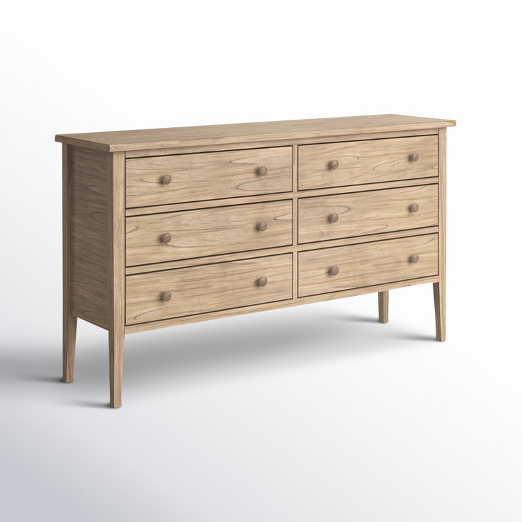 Natural Wood Double Dresser with Soft Close Drawers