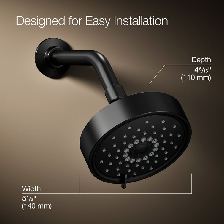 Purist Matte Black 5.5" Multifunctional Wall-Mounted Brass Showerhead