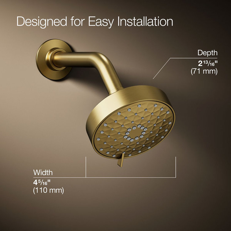 Vibrant Brushed Moderne Brass Wall Mounted Showerhead