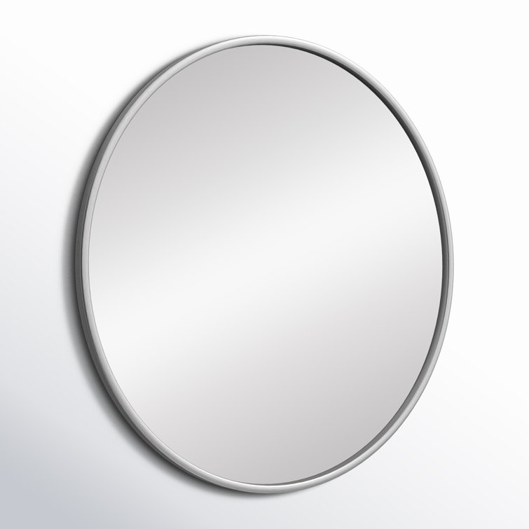 Silver Round Metal Frame Wall Mirror 32"