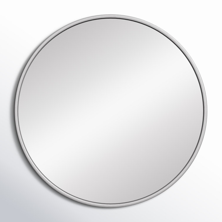 Silver Round Metal Frame Wall Mirror 32"