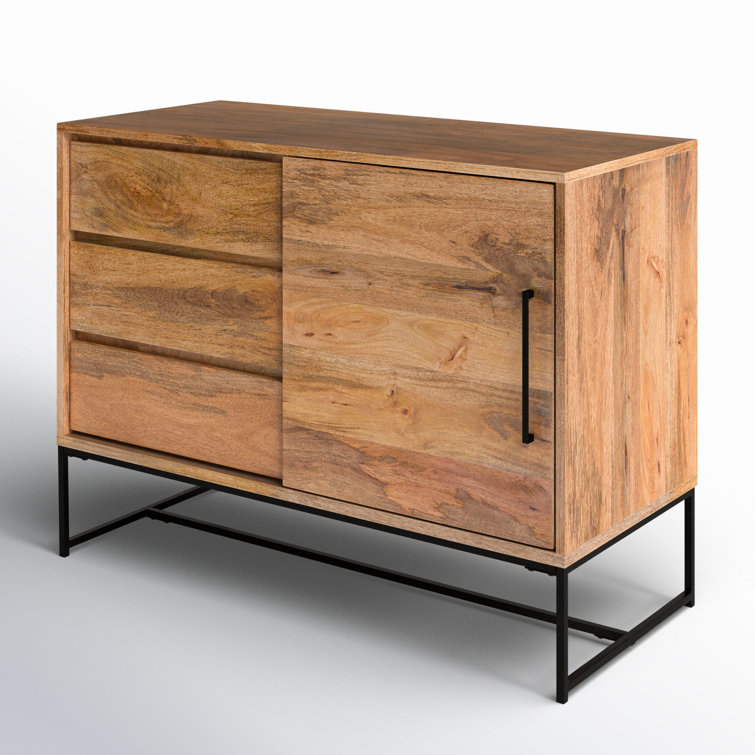 Ascent Industrial Chic 40" Mango Wood & Iron 3-Drawer Server