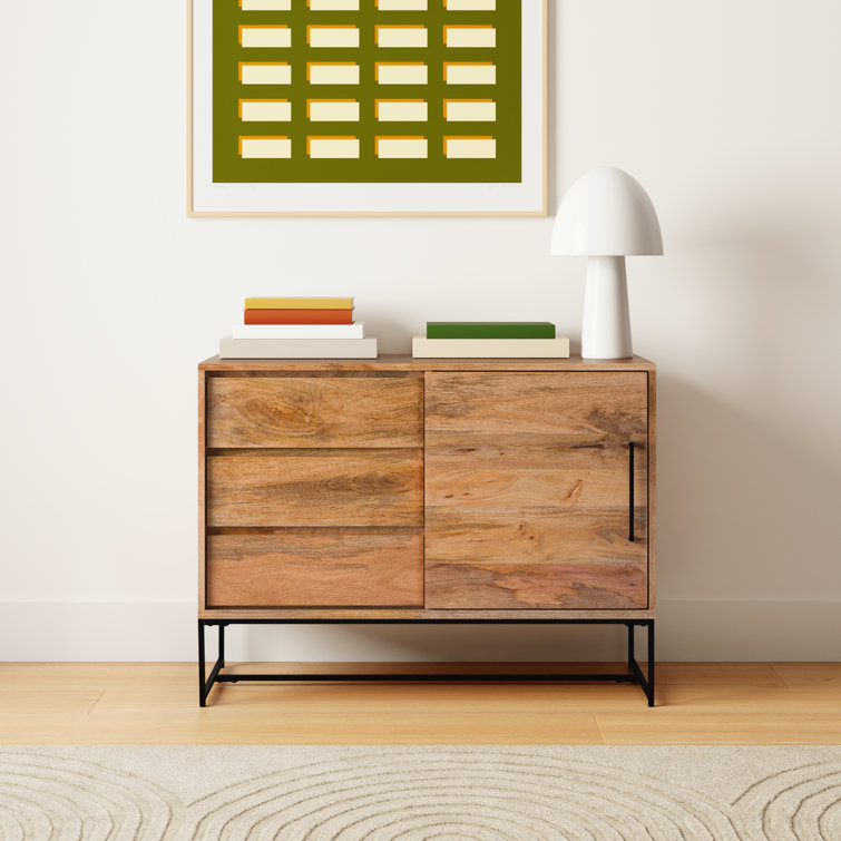 Ascent Industrial Chic 40" Mango Wood & Iron 3-Drawer Server