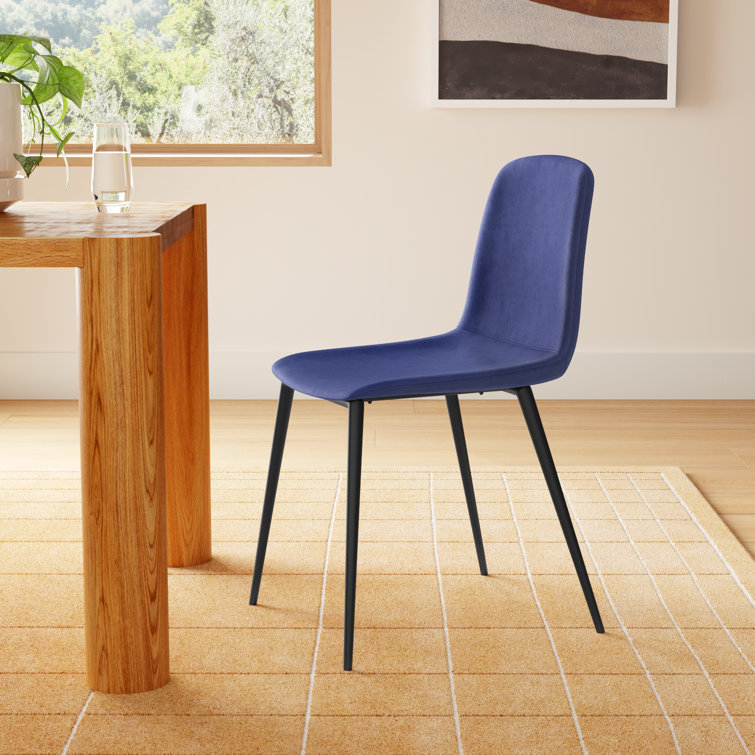 Sapphire Velvet Mid-Century Modern Side Chair with Metal Legs