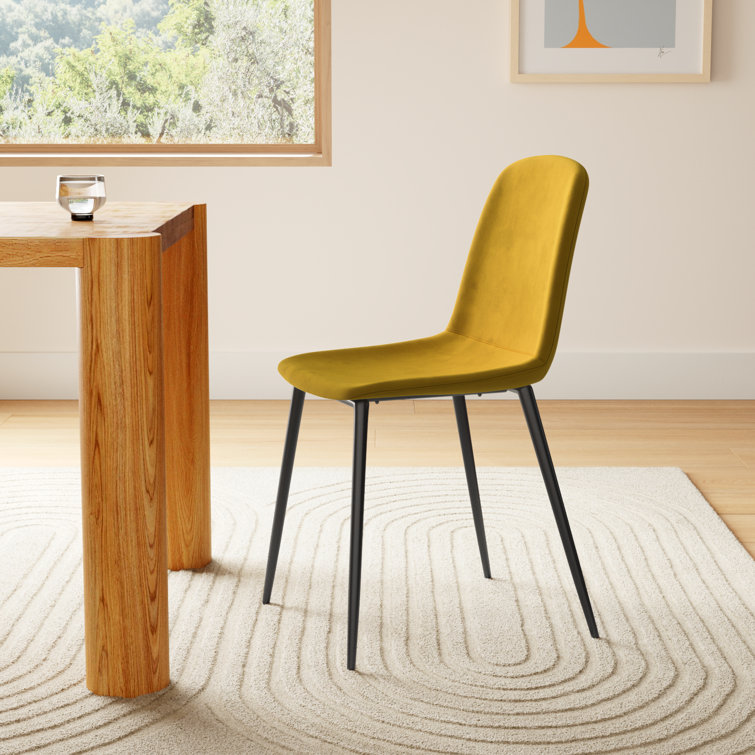 Vintage Gold Velvet Upholstered Side Chair with Metal Legs