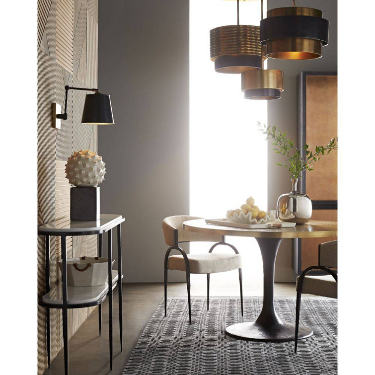 Vintage Brass and Black Drum Pendant Light