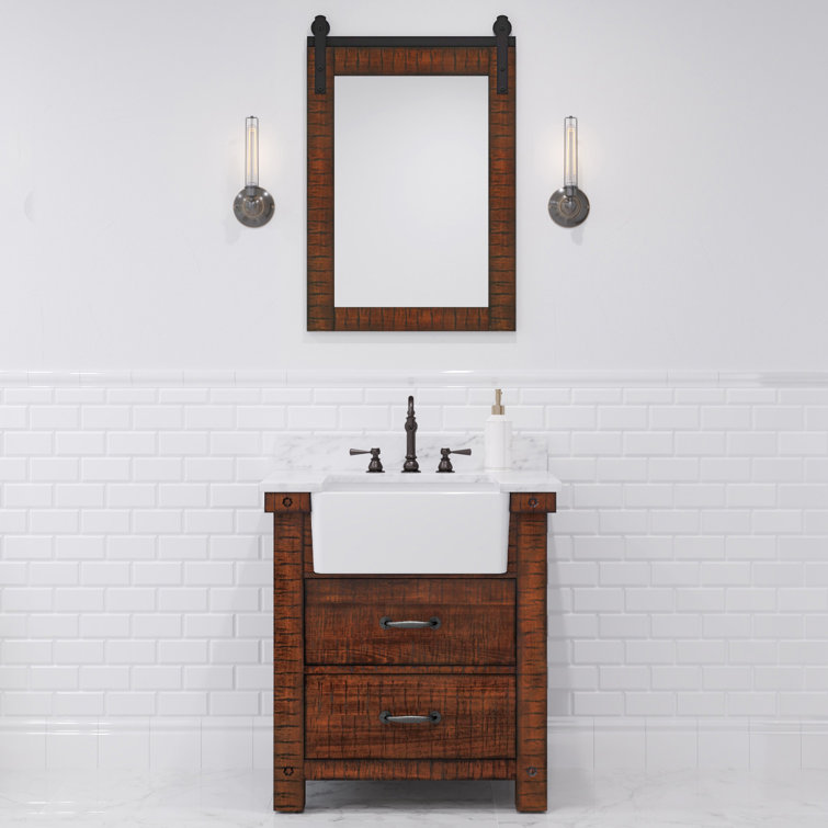 Paisley 30" Rustic Sienna Single Sink Vanity with Carrara Marble Top