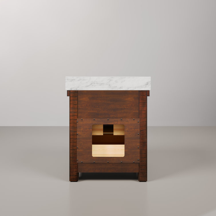 Paisley 30" Rustic Sienna Single Sink Vanity with Carrara Marble Top