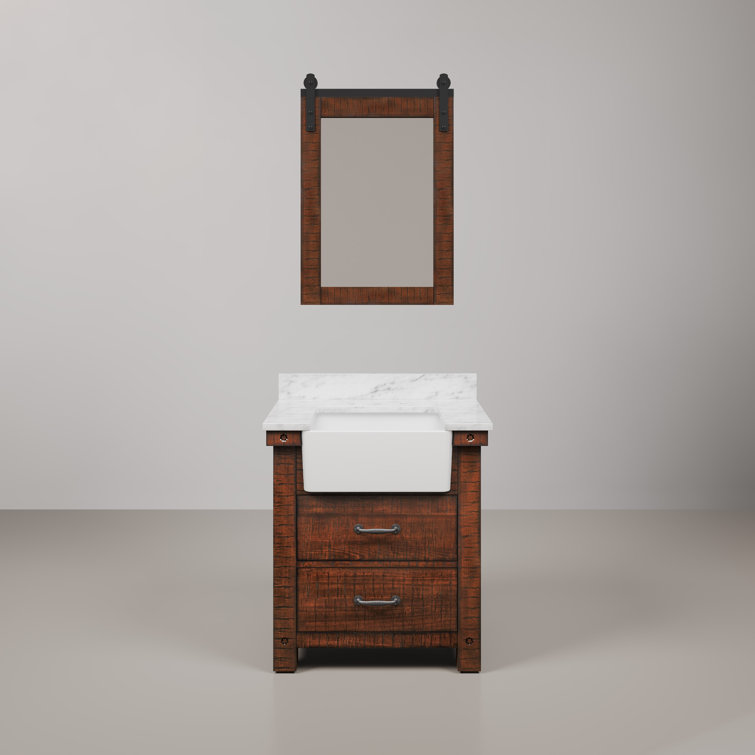 Paisley 30" Rustic Sienna Single Sink Vanity with Carrara Marble Top