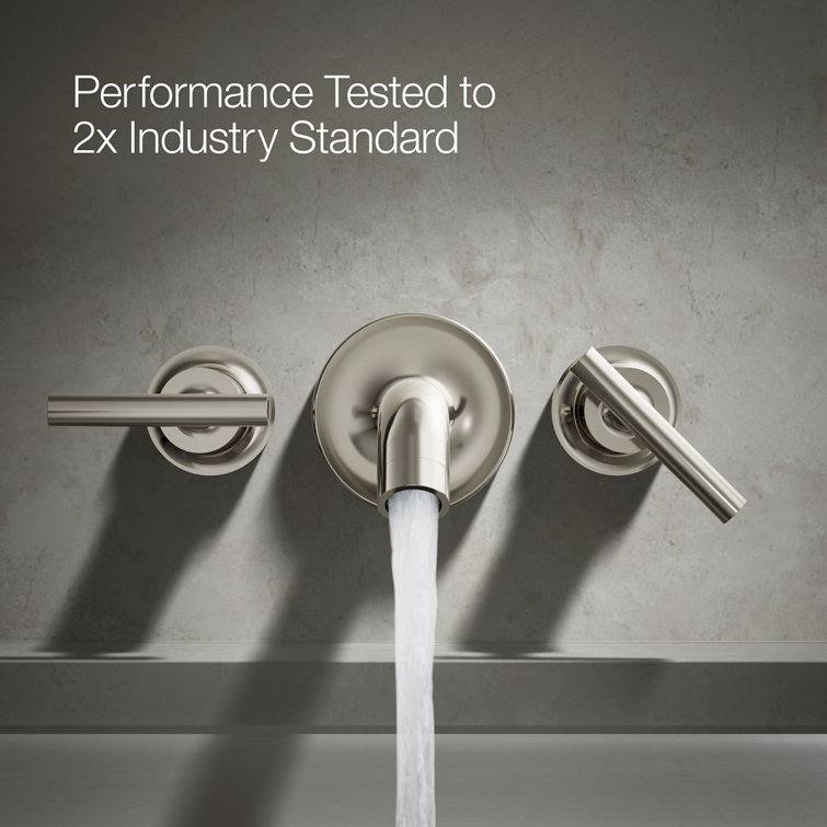 Elegant Polished Nickel Wall-Mounted Faucet Trim with Lever Handles