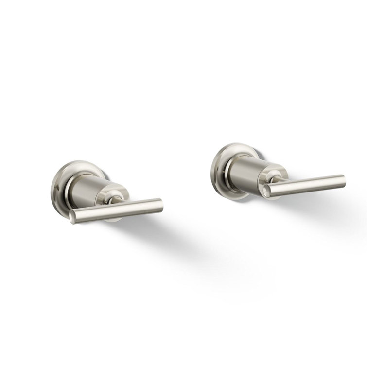 Elegant Polished Nickel Wall-Mounted Faucet Trim with Lever Handles