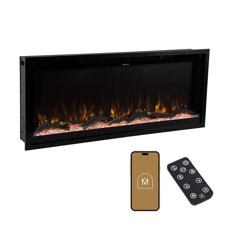 Aerus 42 Inch Black Painted Wall Mounted Electric Fireplace