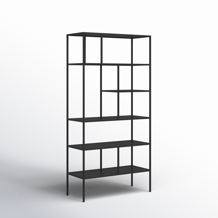 Industrial 5-Tier Blackened Bronze Metal Bookcase, 72" Tall