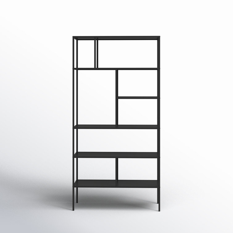 Industrial 5-Tier Blackened Bronze Metal Bookcase, 72" Tall