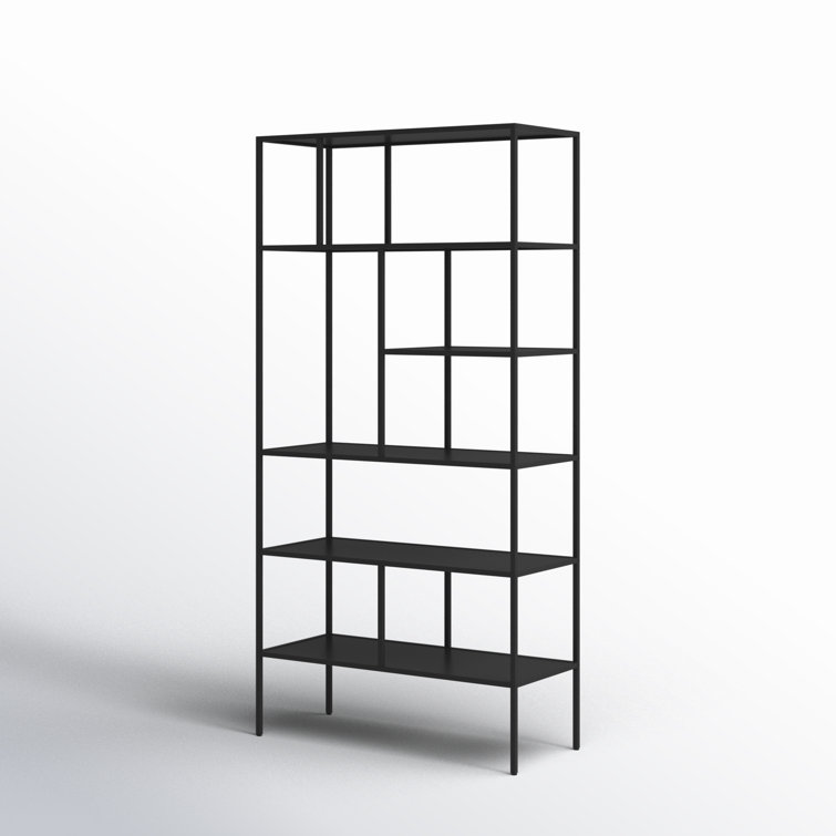 Industrial 5-Tier Blackened Bronze Metal Bookcase, 72" Tall