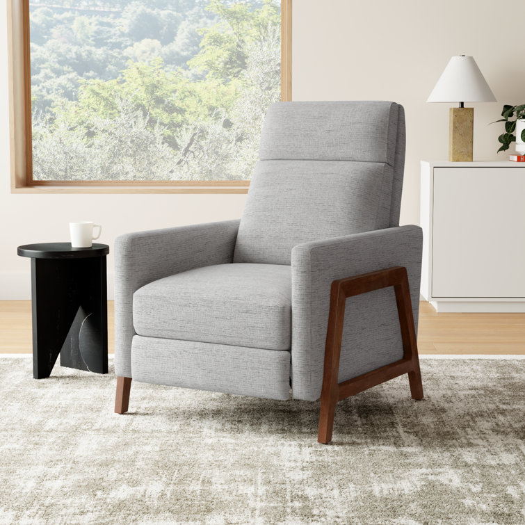 Veneto Sea Oat Performance Fabric Mid-Century Modern Recliner