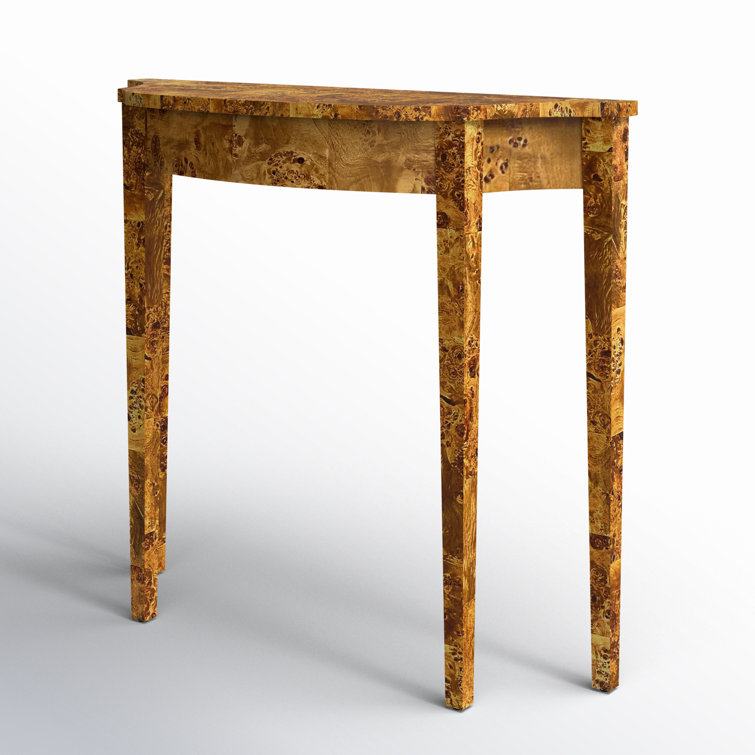 Chester 36" Honey Burl Wood Demilune Console Table