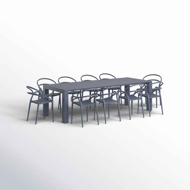 Mila Dark Gray Extendable 11-Piece Outdoor Dining Set