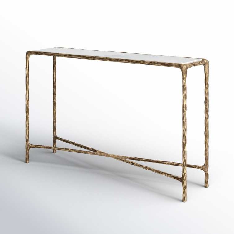 Evelynn Aristocratic Airy Glamour 48'' Brass & White Marble Console Table