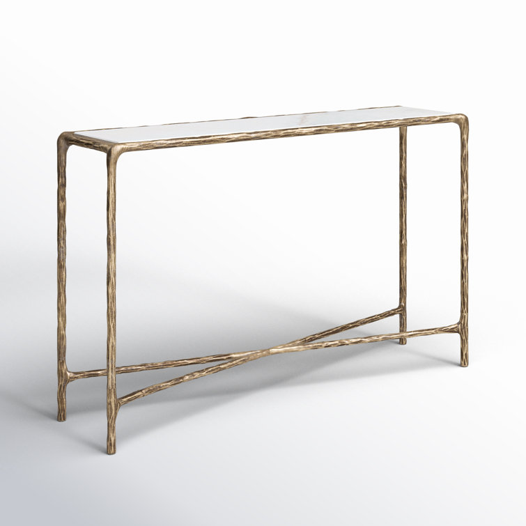 Evelynn Aristocratic Airy Glamour 48'' Brass & White Marble Console Table