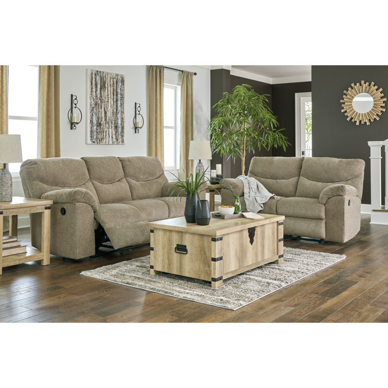 Briar Brown Fabric 70" Tufted Pillow-Top Arm Reclining Loveseat
