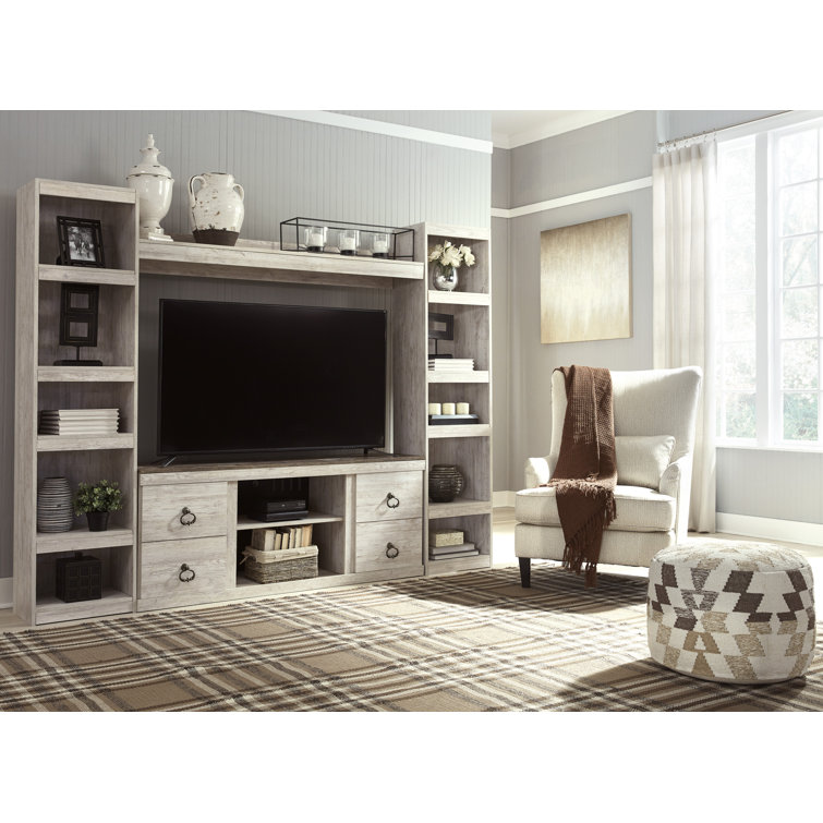 Adjustable White Wood Transitional Bookcase with Cubes