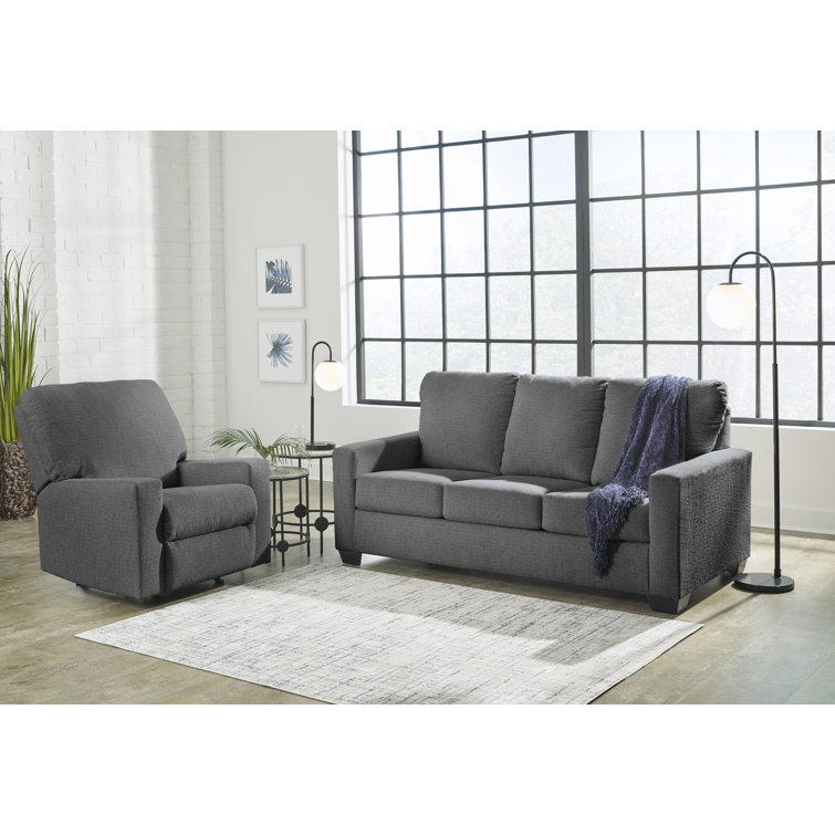 Pewter Full Memory Foam Sleeper Sofa with Removable Cushions