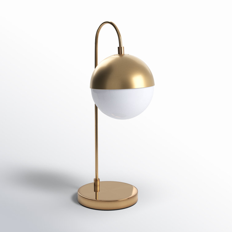 Contemporary Brass Gold 20.5" Desk Lamp with Retro Globe Shade