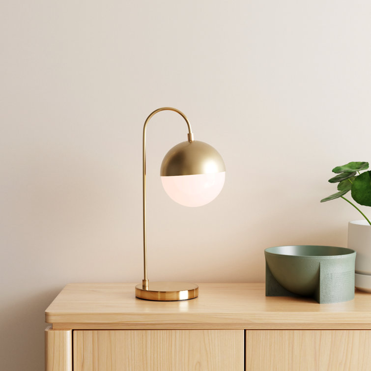 Contemporary Brass Gold 20.5" Desk Lamp with Retro Globe Shade