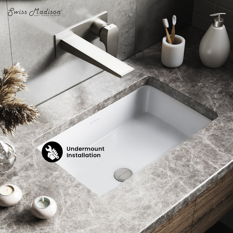 Voltaire 21" Gloss White Ceramic Rectangular Undermount Bathroom Sink