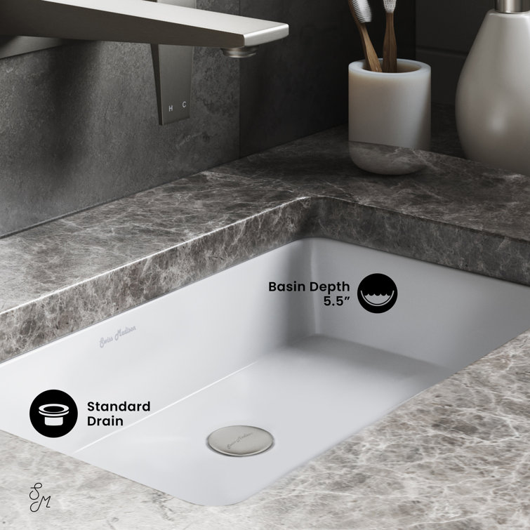 Voltaire 21" Gloss White Ceramic Rectangular Undermount Bathroom Sink