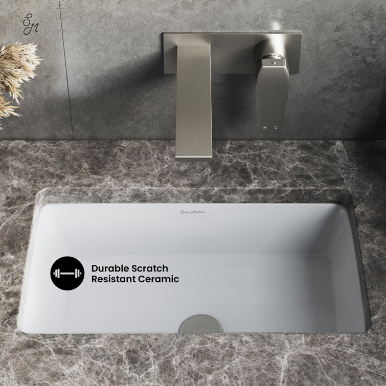 Voltaire 21" Gloss White Ceramic Rectangular Undermount Bathroom Sink