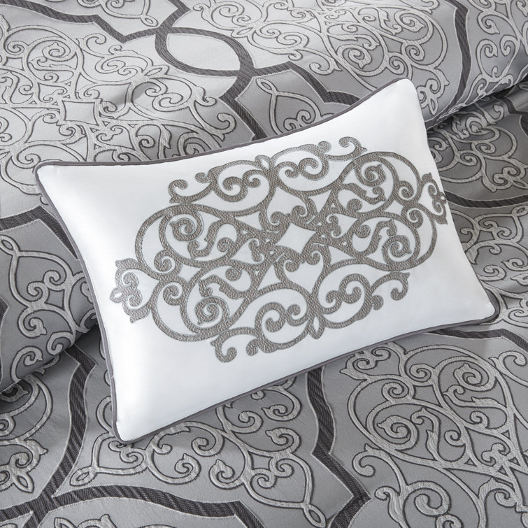 Lavine Queen Gray Cotton 12-Piece Bed in a Bag Set