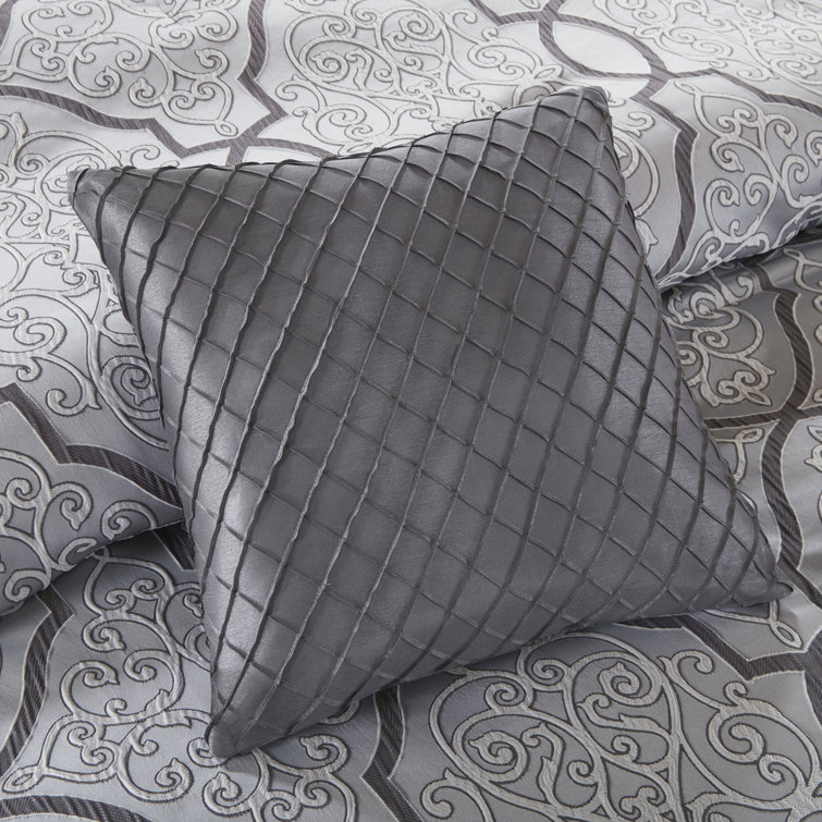 Lavine Queen Gray Cotton 12-Piece Bed in a Bag Set