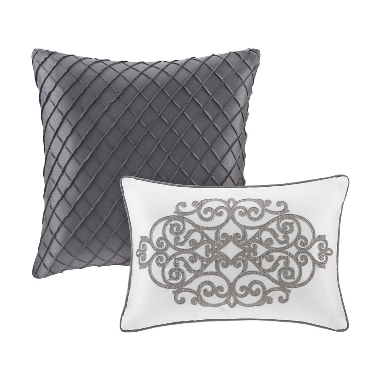 Lavine Queen Gray Cotton 12-Piece Bed in a Bag Set