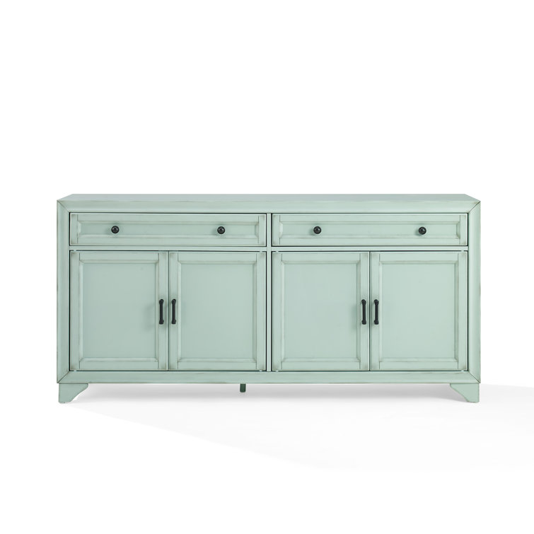 Seafoam Blue Engineered Wood Sideboard Buffet Cabinet with Storage