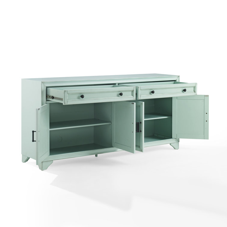 Seafoam Blue Engineered Wood Sideboard Buffet Cabinet with Storage