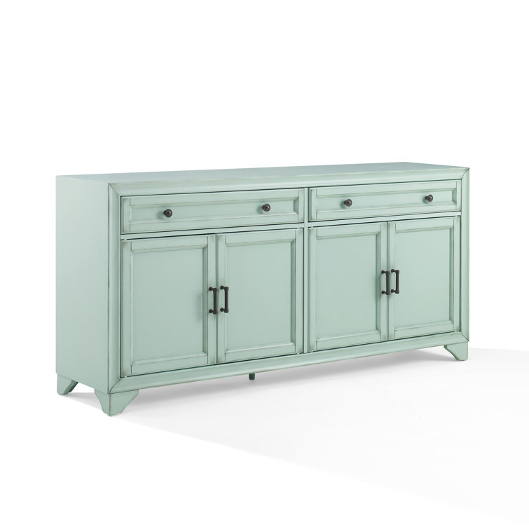 Seafoam Blue Engineered Wood Sideboard Buffet Cabinet with Storage