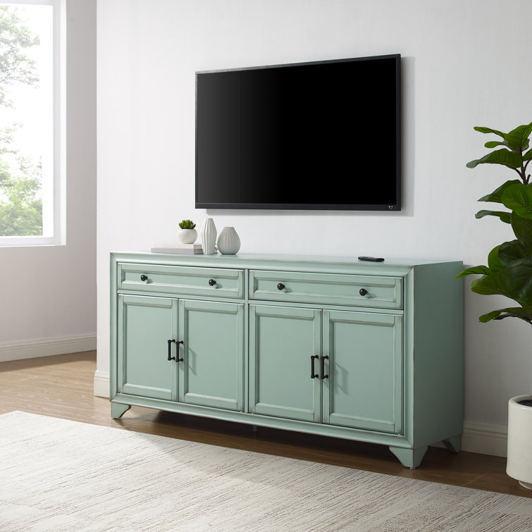Seafoam Blue Engineered Wood Sideboard Buffet Cabinet with Storage