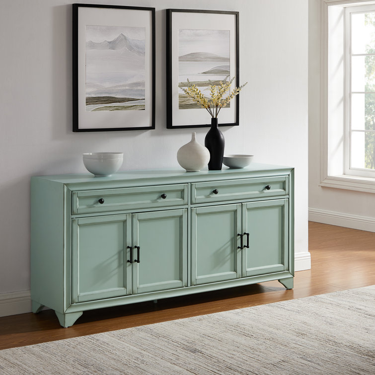 Seafoam Blue Engineered Wood Sideboard Buffet Cabinet with Storage