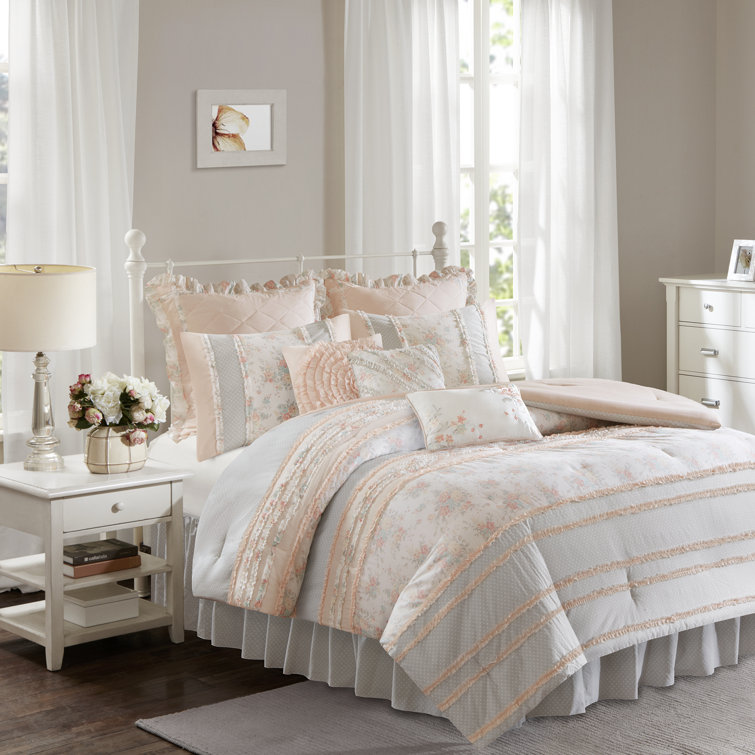King Gray Cotton Reversible Comforter Set with Textured Accents