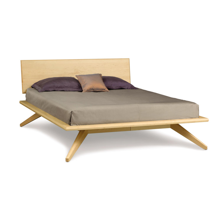 California King Natural Cherry Wood Frame Bed with Headboard
