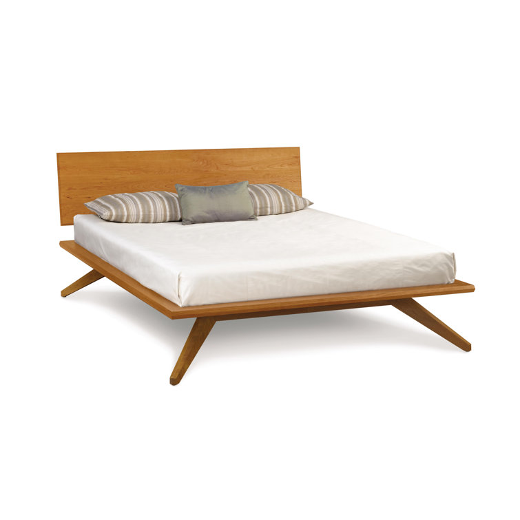 California King Natural Cherry Wood Frame Bed with Headboard
