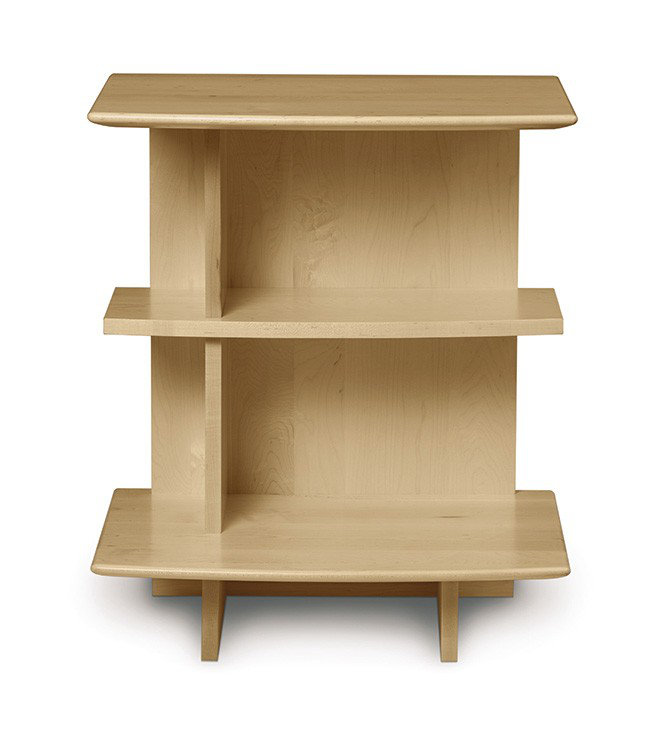 Cognac Cherry Solid Wood 2-Shelf Weathered Nightstand