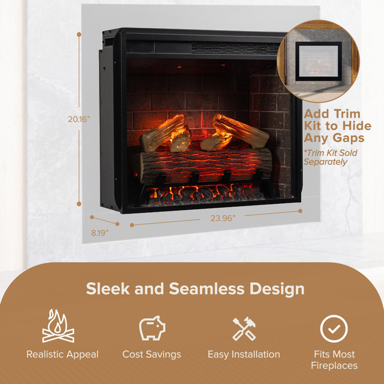 Modern Black Painted Electric Wall Mount Fireplace Insert