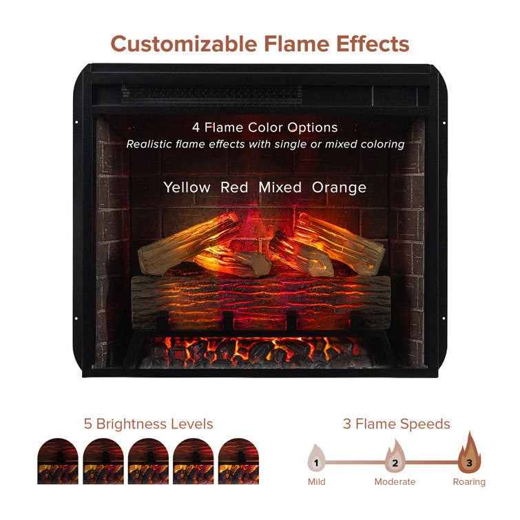 Modern Black Painted Electric Wall Mount Fireplace Insert