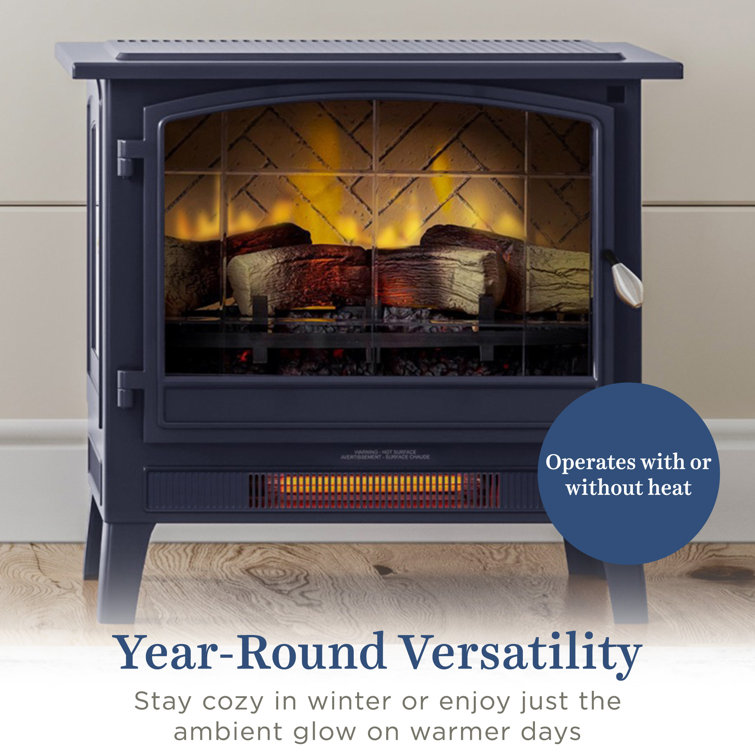 Navy Blue Freestanding Electric Fireplace Stove with Mantel